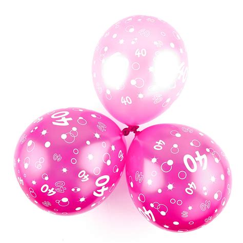 Buy Metallic Pink Circles 40th Birthday Helium Latex Balloons Pack Of