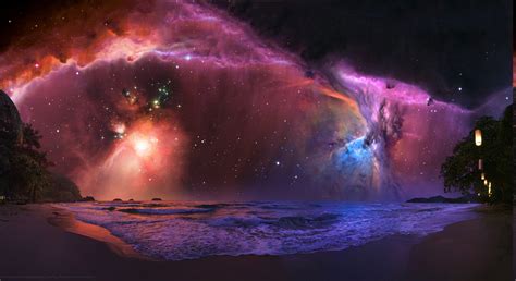 Wallpaper Landscape Night Galaxy Water Nature Sky Stars Earth