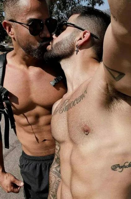 Shirtless Male Kissing Gay Interest Club Beefcake Men Hunks Photo X B Picclick Uk