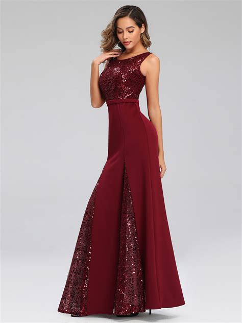 Ever Pretty A Line Sequins Bridesmaid Dress Long Burgundy Evening Dress