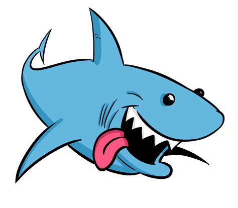Transparent Shark Png Cartoon Blue And White Shark Illustration