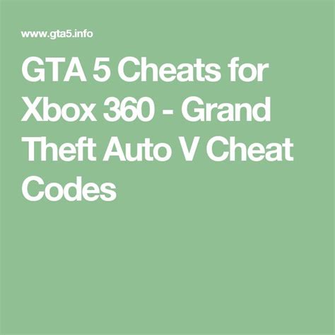 Gta 5 Cheats For Xbox 360 Grand Theft Auto V Cheat Codes Grand
