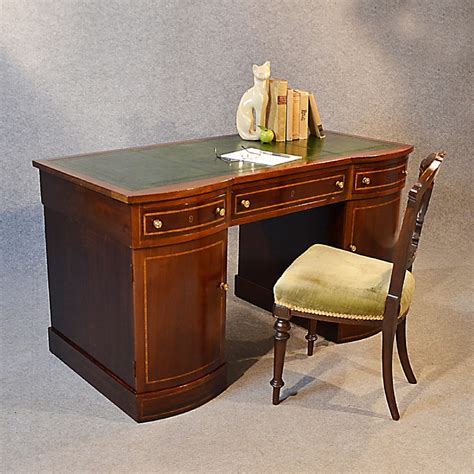 Antique Desk Edwardian Leather English Twin Pedestal Writing Study