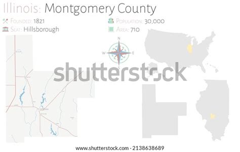 Large Detailed Map Montgomery County Illinois Stock Vector Royalty