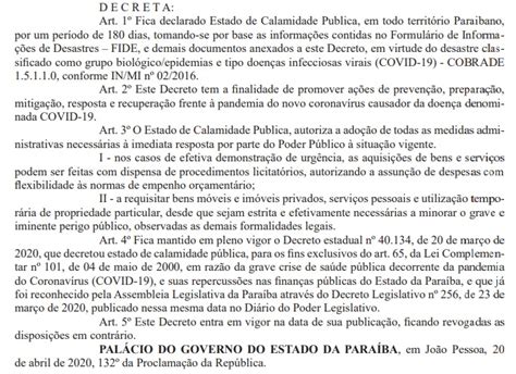 Paraíba Declara Estado De Calamidade Pública Por Seis Meses Portal Correio Notícias Da