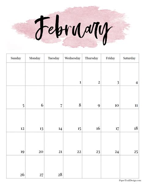 2023 Printable Calendar Watercolor Paper Trail Design