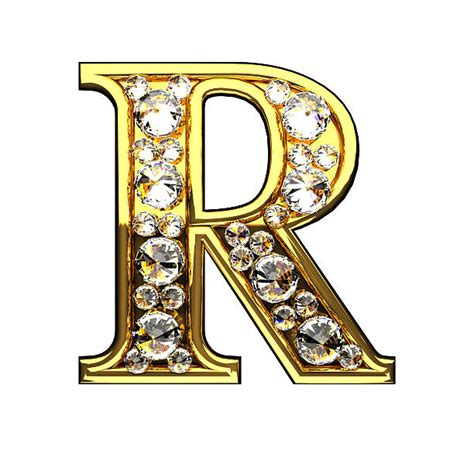 R Isolated Golden Letters With Diamonds On White Alfabe Yaratıcı Free