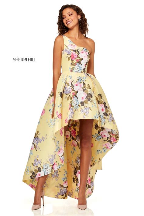Sherri Hill 52489 One Shoulder Floral Print Dress Sherri Hill Dresses
