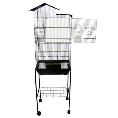 Yml Bar Spacing Tall Villa Top Black Bird Cage With Stand 18 L X 14