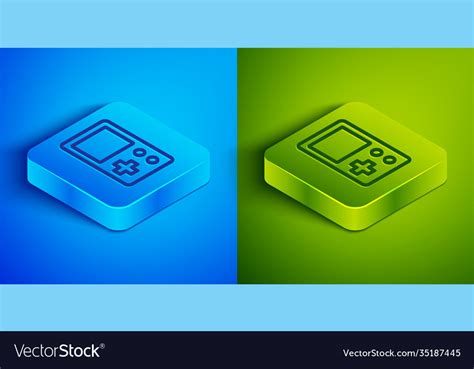 Isometric Line Portable Tetris Electronic Game Vector Image