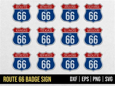 Route 66 Badge Sign Svg Dxf Png Eps Vector Vectorency