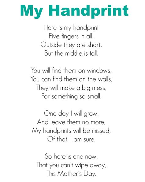 Printable Handprint Poem Template Web This Free Printable Mothers Day