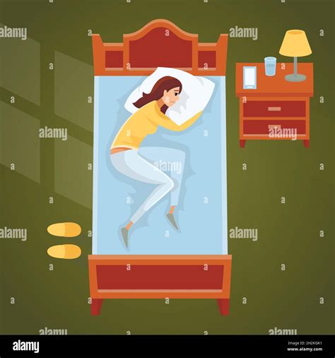 Sleeping Young Woman At Home Vector Illustration Stock Vector Image