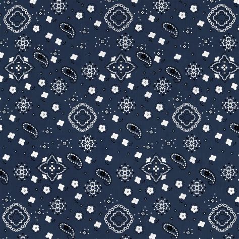 Navy Blue Bandana Print Fabric Cottonpolyester Sold By The Etsy