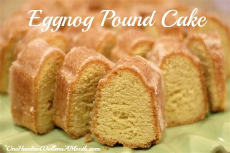 With beater running, add flour and eggnog alternating into sugar mixture, starting and stopping with flour. Christmas Dessert Recipes - Eggnog Pound Cake - One Hundred Dollars a Month