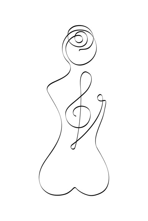 Music Lover Woman Line Art Mini Art Print By Leaandoliver Line Art