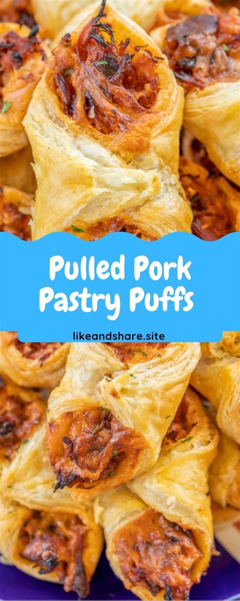 Bacon, bbq sauce, and cheese, then grilled with puff pastry. Pulled Pork Pastry Puffs | Finger food appetizers, Pulled ...