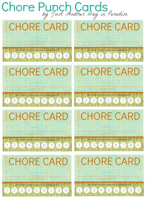 Chore Punch Card Kids And Chores Pinterest