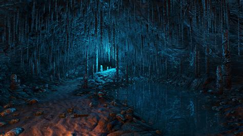 Download Wallpaper 1920x1080 Cave Stalactites Stalagmites Water 76d