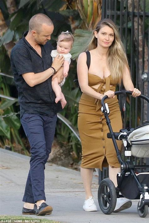 Aaron Paul Cuddles With Baby Daughter On Stroll With Lauren Parsekian