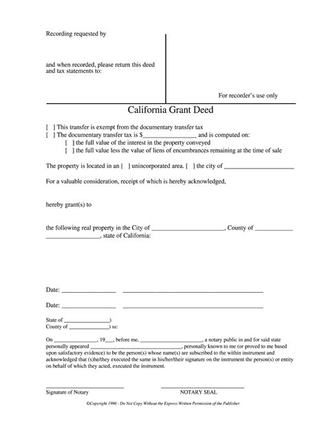 Grant Deed California Fill And Sign Printable Template Online Us