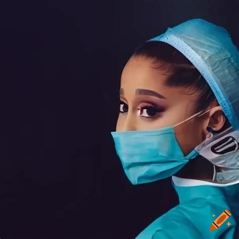Ariana Grande Wearing Surgical Gown Mask Gloves And Cap On Craiyon