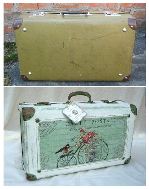 Vintage Suitcase Refashion Decoupage Suitcase Vintage Suitcase Decor