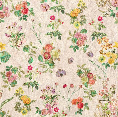 Vintage Flowers Wallpaper Pattern Free Stock Photo