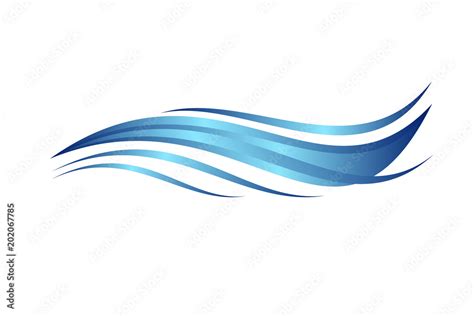 Abstract Water Wave Vector Illustration Of Blue Waves On White