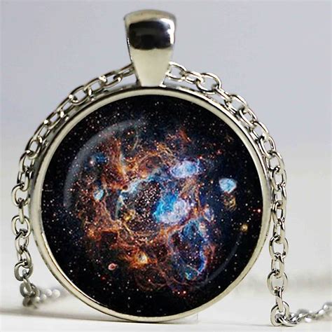 Nebula Pendant Galaxy Necklace Universe Jewelry Antique Silver Chain