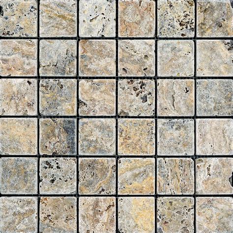 Enigma 2 Inch X 2 Inch Scabos Tumbled Travertine Mosaic Tile The Home