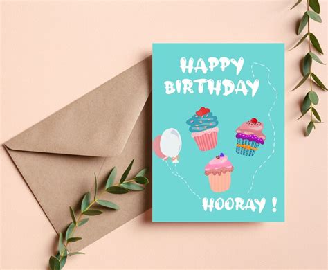 Printable Birthday Card Happy Birthday Card Hand Drawn Etsy