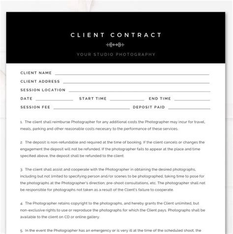 We did not find results for: Modern Black & White Photography Client Contract, Session ...