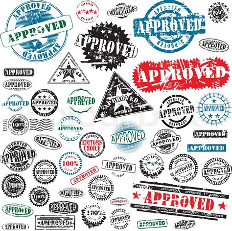 Approved Rubber Stamps Collection Stock Vector Colourbox