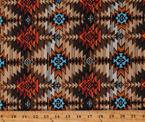 Cotton Southwestern Tuscon Tribal Patterned Cotton Fabric Print By The