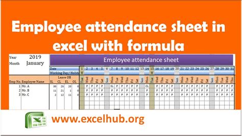Employee Attendance Sheet In Excel With Formula Youtube