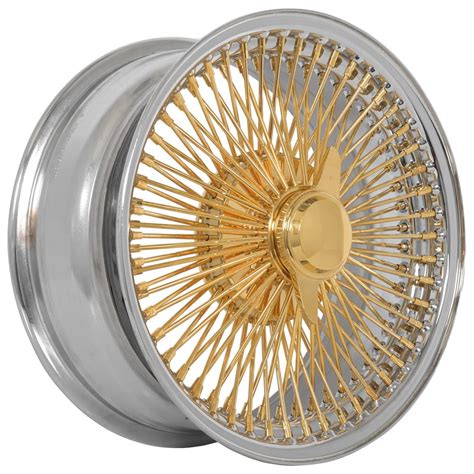 15x7 La Wire Wheels Fwd 100 Spoke Straight Lace Gold Center With Chrome Lip Rims Ww116 1