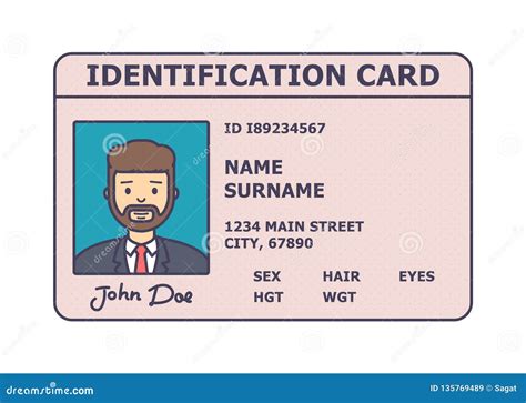 Person Identification Badge Id Plastic Card With Personal Data And