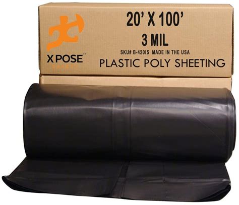 Black Poly Sheeting 20 X 100 Feet Heavy Duty 3 Mil Thick Black