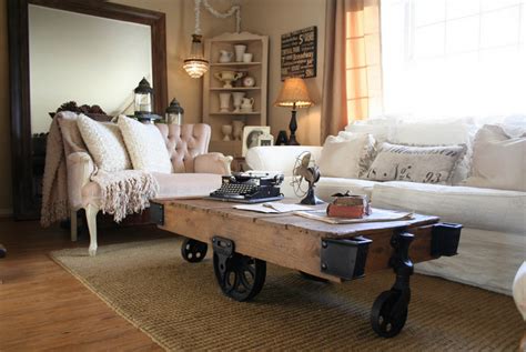 Rustic glam living room with new rug. Inspirational Rustic Coffee Table with Wheels for Living ...