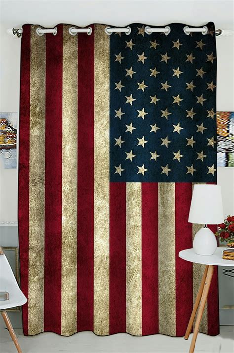 Zkgk American Flag Window Curtain Draperypanelstreatment For Living
