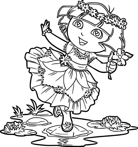 Forest enchante forest floresta encantada secret garden. Dora In Enchanted Forest Dress Coloring Page ...