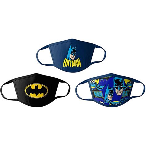 Batman Adult Cloth Face Masks Cotton Pack Of 3 Washable Reusable Non