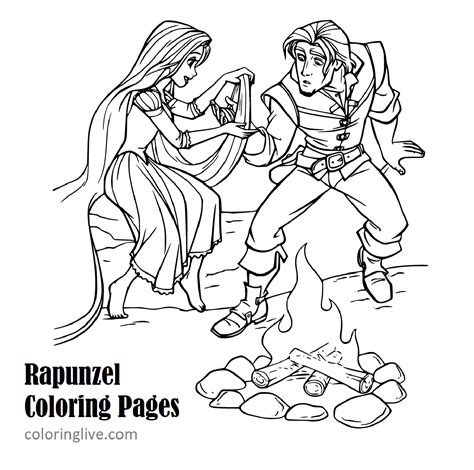 Rapunzel Coloring Pages (Tangled: Princess Rapunzel, Flynn, Pascal the