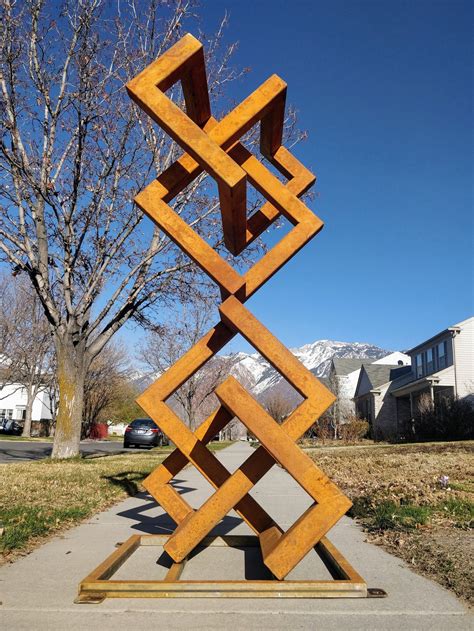 Stacked Trefoils Abstract Geometric Metal Sculpture Modern Outdoor