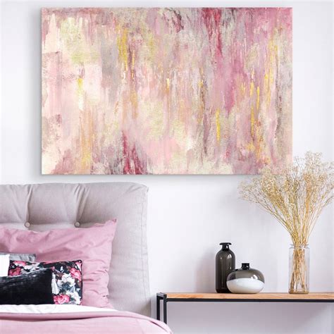 Blush Gold Landscape Pink Abstract Art Big Wall Art Abstract Canvas