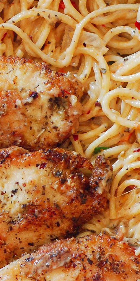 The spanish onions also add a nice sweetness. Chicken Breasts with Pasta in Creamy White Wine Parmesan ...