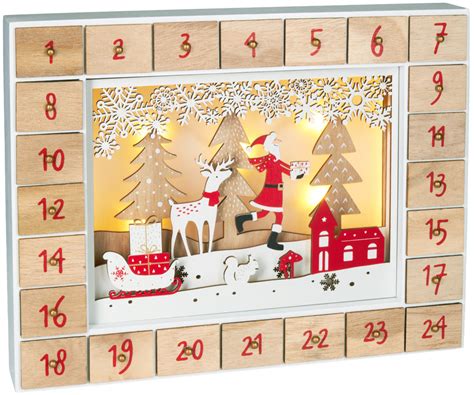Brubaker Advent Calendar Red Santa Wooden Christmas Forest Scene W