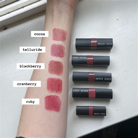 Bobbi Brown Crushed Lip Colors Cocoa Telluride Blackberry Cranberry Ruby