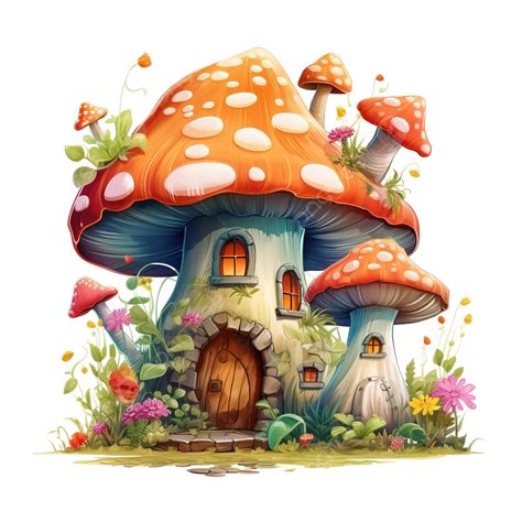 Mushroom House Fairy Tale Isolated Ai Generative Mushroom House